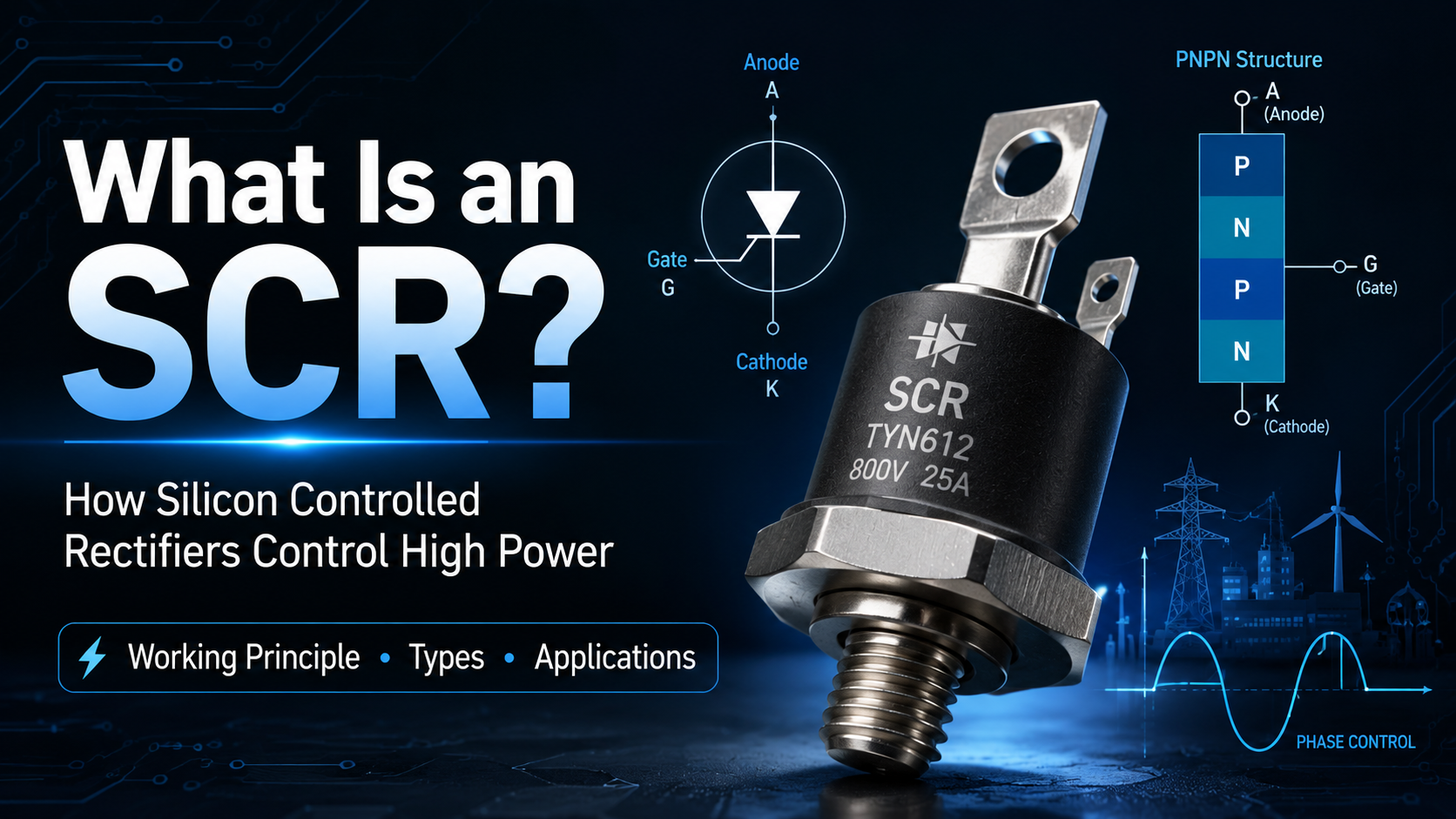 SCR Explained: Silicon Controlled Rectifier Working Principle, Types, Uses & Applications