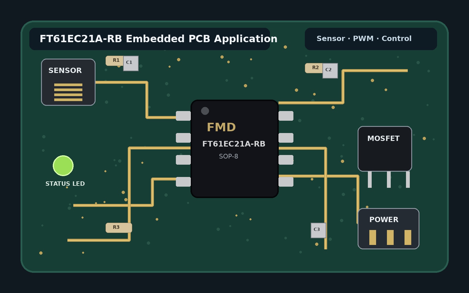 FT61EC21A-RB embedded MCU PCB application for sensors lighting and control
